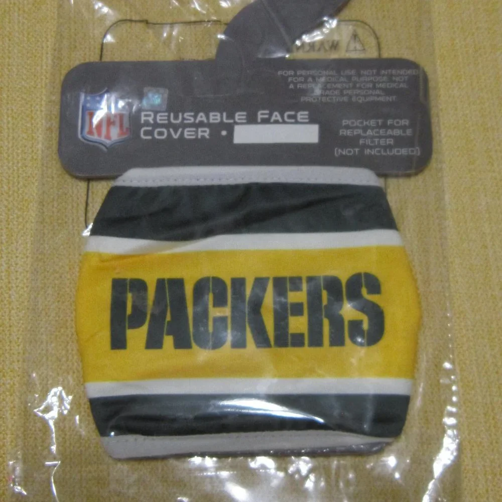 NEW, NFL Green Bay Packers team face mask, NIB football fan sports health cover